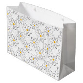 White Daisy Pattern Large Cadeautasje (Achterkant Gekanteld)