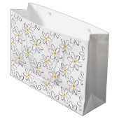 White Daisy Pattern Large Cadeautasje (Voorkant Gekanteld)