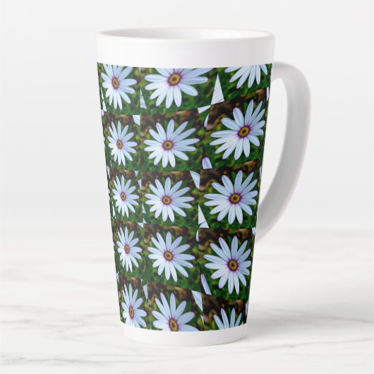White Daisy Pattern Latte Mok (Rechterhoek)