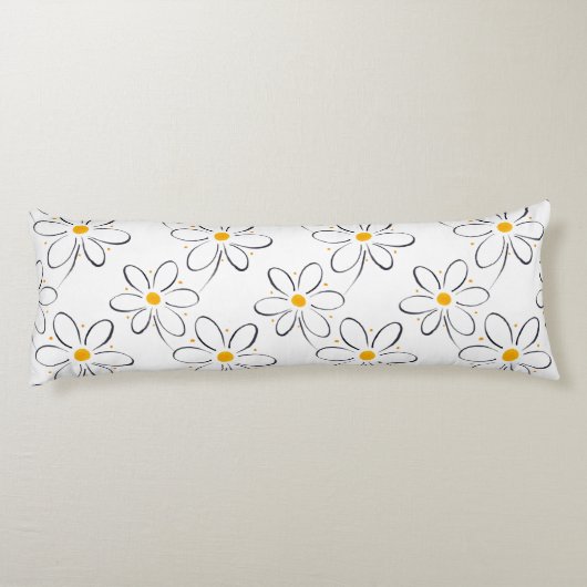 White Daisy Pattern Lichaamskussen (Achterkant)
