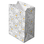 White Daisy Pattern Medium Cadeauzakje (Voorkant Gekanteld)