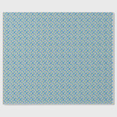 White Daisy Pattern on Blue Wrapping Paper Cadeaupapier (Vlak)