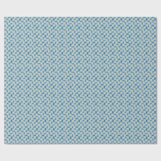 White Daisy Pattern on Blue Wrapping Paper Cadeaupapier (Vlak)