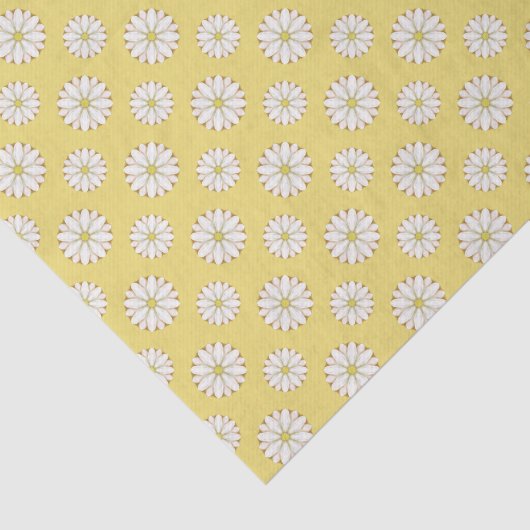 White Daisy Pattern on Golden Yellow Tissuepapier (Detail)