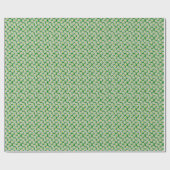 White Daisy Pattern on Green Wrapping Paper Cadeaupapier (Vlak)