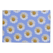 White Daisy Pattern on Light Blue Background Kussensloop (Achterkant)