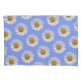 White Daisy Pattern on Light Blue Background Kussensloop (Voorkant)