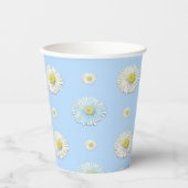 White Daisy Pattern on Light Blue Background Papieren Bekers (Voorkant)