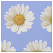 White Daisy Pattern on Light Blue Background Stof (Close Up)