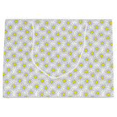 White Daisy Pattern on White Large Gift Bag Groot Cadeauzakje (Voorkant)