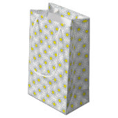 White Daisy Pattern on White Small Gift Bag Klein Cadeauzakje (Achterkant Gekanteld)