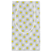 White Daisy Pattern on White Small Gift Bag Klein Cadeauzakje (Voorkant)