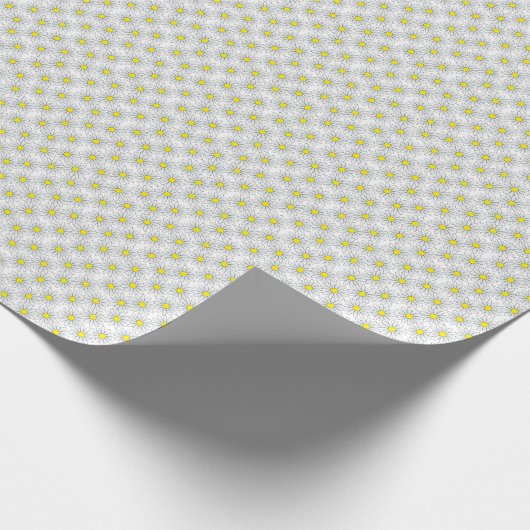 White Daisy Pattern on White Wrapping Paper Cadeaupapier (Hoek)