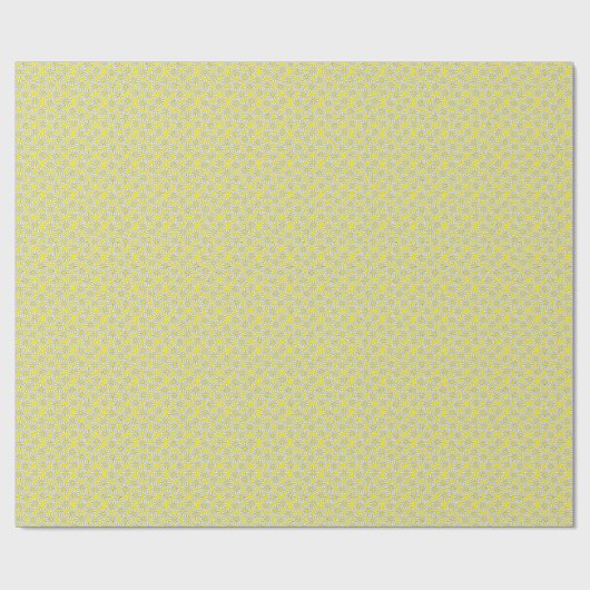 White Daisy Pattern on Yellow Wrapping Paper Cadeaupapier (Vlak)