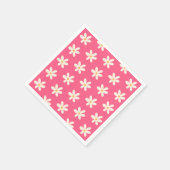 White Daisy Pattern op Hot Pink Retro y2k Preppy Servet (Hoek)