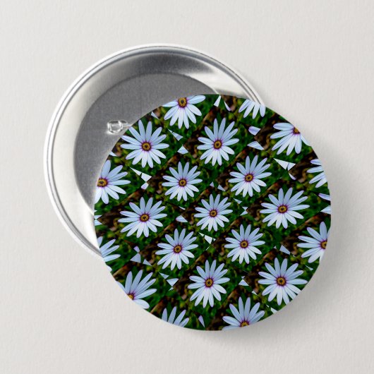 White Daisy Pattern Ronde Button 7,6 Cm (Voorkant /achterkant)