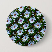 White Daisy Pattern Ronde Button 7,6 Cm (Voorkant)