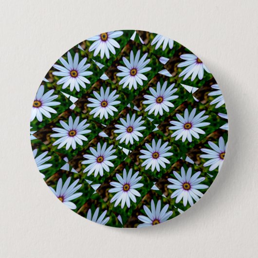 White Daisy Pattern Ronde Button 7,6 Cm (Voorkant)
