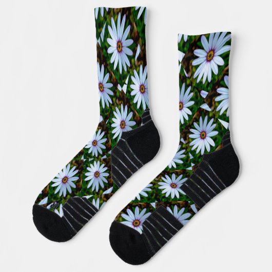 White Daisy Pattern Sokken (Links)