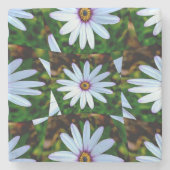 White Daisy Pattern Stenen Onderzetter (Voorkant)