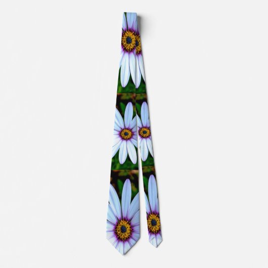 White Daisy Pattern Stropdas (Voorkant)