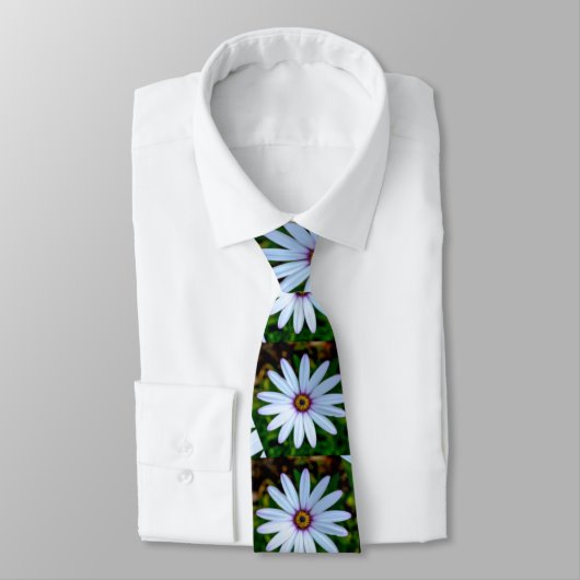 White Daisy Pattern Stropdas (Gebonden)