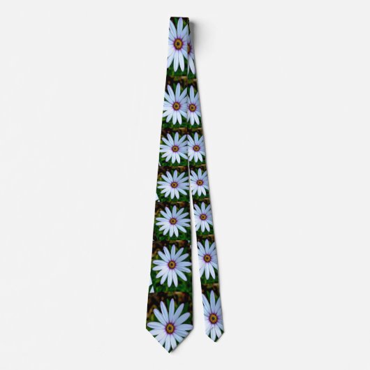 White Daisy Pattern Stropdas (Voorkant)