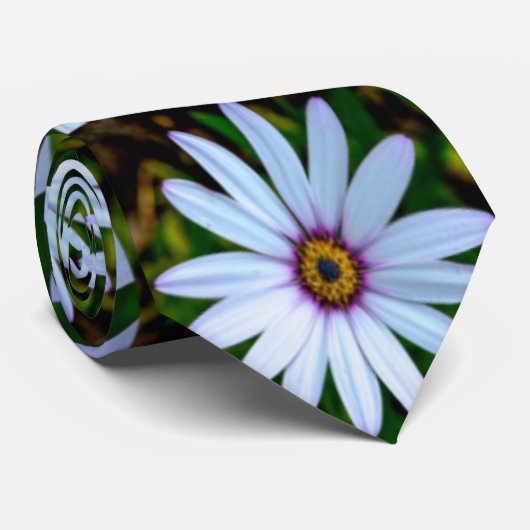 White Daisy Pattern Stropdas (Opgerold)