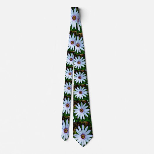 White Daisy Pattern Stropdas (Achterkant)