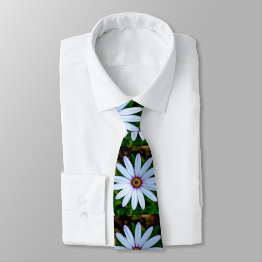 White Daisy Pattern Stropdas (Gebonden)