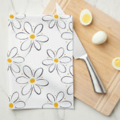 White Daisy Pattern Theedoek (Quarter Fold)