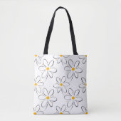 White Daisy Pattern Tote Bag (Voorkant)