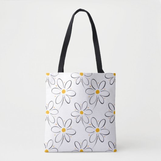 White Daisy Pattern Tote Bag (Voorkant)