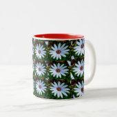 White Daisy Pattern Tweekleurige Koffiemok (Voorkant rechts)
