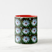 White Daisy Pattern Tweekleurige Koffiemok (Center)