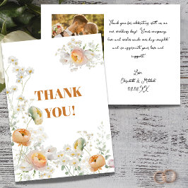 White Daisy Peach Floral Weddenschap Hartelijk dan Kaart