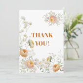 White Daisy Peach Floral Weddenschap Hartelijk dan Kaart (Staand voorkant)