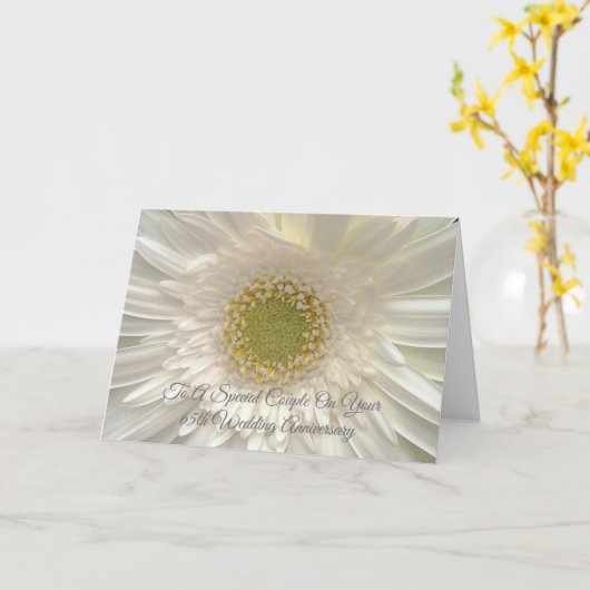 White Daisy Personalized 65th Wedding Jubileum Kaart (Gele Bloem)