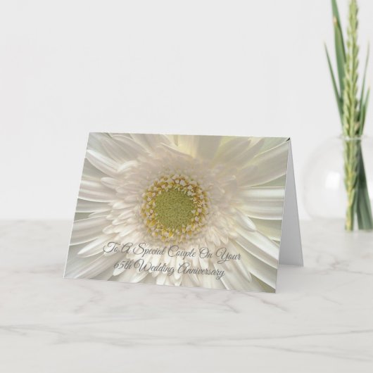 White Daisy Personalized 65th Wedding Jubileum Kaart (Voorkant)