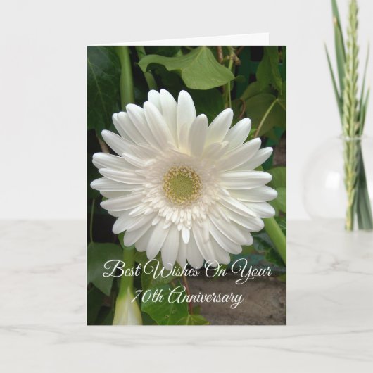 White Daisy Personalized 70th Wedding Jubileum Kaart (Voorkant)
