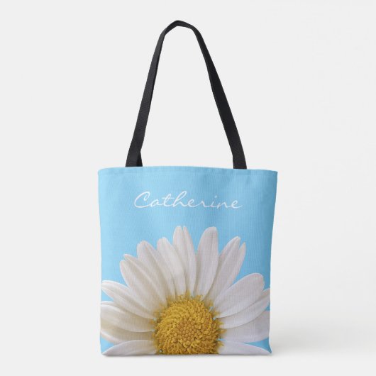 White Daisy Personalized Tote Bag (Achterkant)