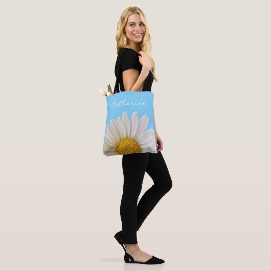 White Daisy Personalized Tote Bag (Op model)
