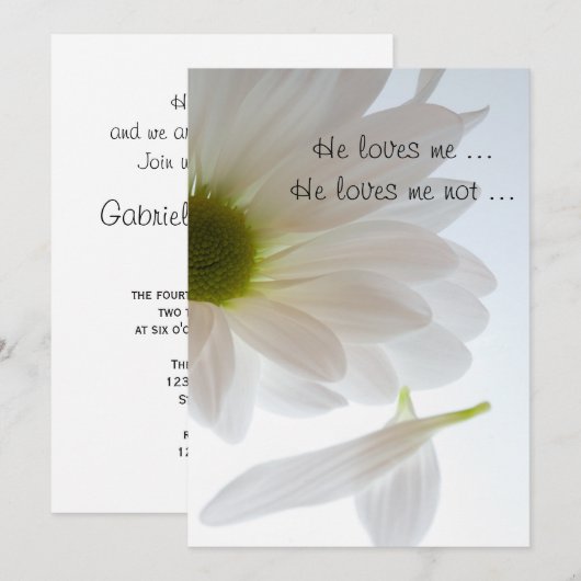 White Daisy Petals houdt van mij Engagement Party Kaart (Voorkant / Achterkant)