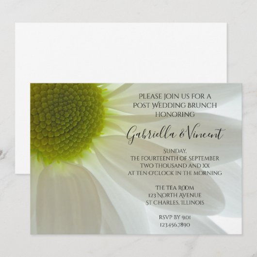 White Daisy Petals Post Wedding Brunch Kaart (Voorkant / Achterkant)