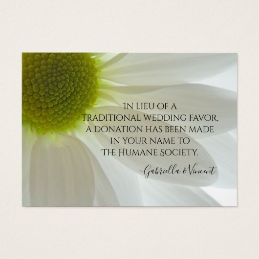 White Daisy Petals Wedding Charity Favor Kaart (Voorkant)