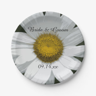 White Daisy Petals Wedding Papieren Bordje