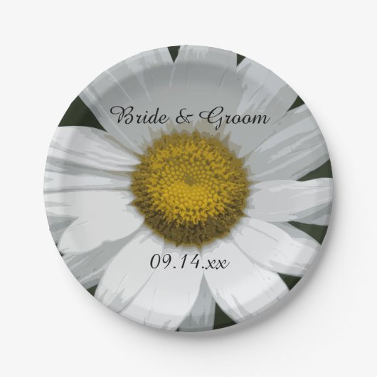 White Daisy Petals Wedding Papieren Bordje (Voorkant)