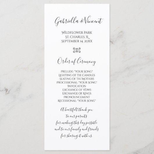 White Daisy Petals Wedding Programme Programmakaart (Achterkant)