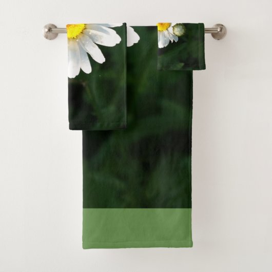 White daisy Photo Bathroom Towel Set Bad Handdoek (Insitu)