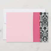 White Daisy Pink Black Damask Wedding Uitnodiging (Achterkant)